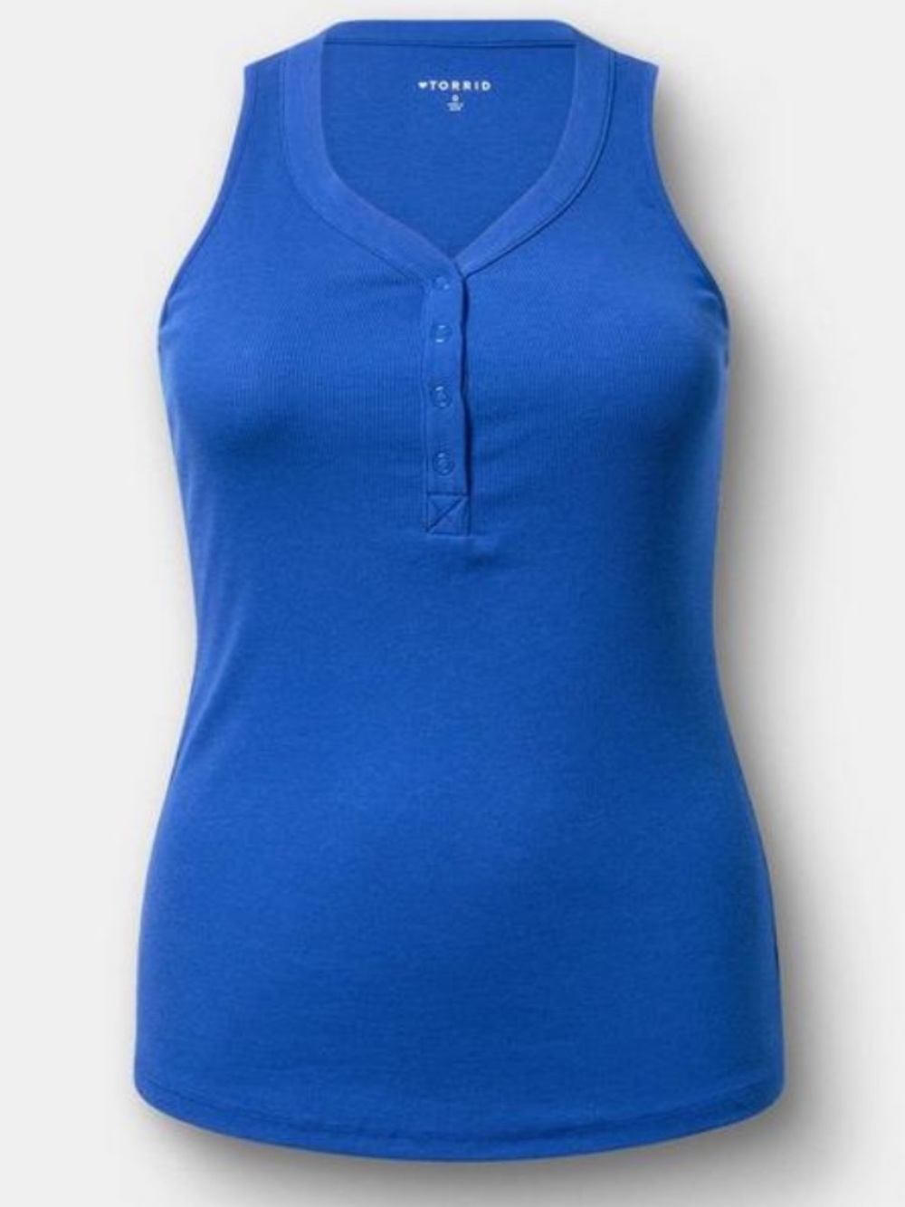 Torrid Cotton Modal Curved Henley Tank Top-Size 00(10)-Surf The Web/Cobalt-NWT